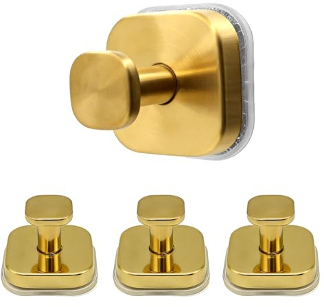 Ai-Yong Heng Saugnapf Haken: 4 Stück Handtuchhalter ohne Bohren für Bad & Küche - Saugnäpfe mit Haken, klebehaken Extra Stark - Verstellbar & Wiederverwendbar für Glatte Fenster Wand Glas(Gold)