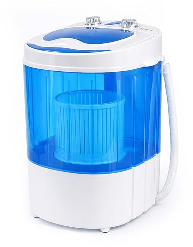 Wiltec Lavatrice da campeggio fino a 3,0 kg 150 W, mini lavatrice portatile 33 x 35 x 52,5 cm per lavaggio e centrifuga, ideale in viaggio, con timer