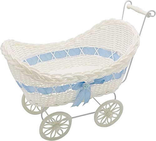 Gift storage basket for Baby Shower Party, Newborn Boy Hamper for New Mums | Gift Basket Empty to Fill, Hamper Basket for Baby Shower Newborn Baby Birthday Christmas Toy Gift Filling, Decorative Pram