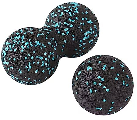 Faszienball Set (Einzelball + Peanut-Lacrosse-Ball), Erdnuss Massageball, Fascia Ball Set für die Wirbelsäule, Füße, Nacken und Rückenentlastung, Tiefengewebsmassage, Triggerpunkt Freisetzung (Blau2)