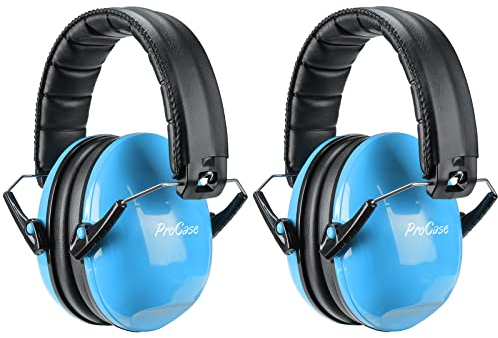 ProCase 2 Stück Gehörschutz Kinder Lärmschutz Kopfhörer Ohrenschützer Hörschutz NRR 21dB Kapselgehörschutz 3-12 Kinder Schallschutz Kopfhörer Faltbar mit verstellbar Kopfbügel Noise Cancelling -Blau