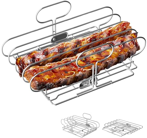 Yukon Glory Rippenregale zum Grillen und Räuchern | Rippen-Grillrost | Rippenhalter für Smoker | BBQ Rib Rack | Grillrost für Outdoor Grill | Grillzubehör | BBQ Zubehör