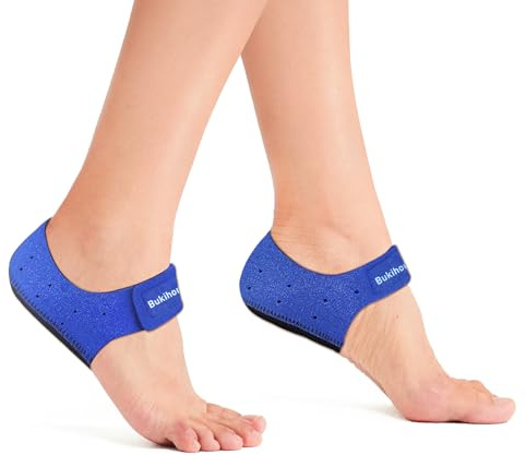 Bukihome - Protezioni per tallone per fascite plantare, per donne, uomini, tallone, sollievo dal dolore, con inserto sul tallone, per tendinite asciutta e cracked, colore blu, taglia EU 36-41