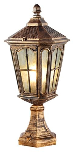 CWVYKNP Gold Outdoor Pillar Light Vintage Exterior Lamp Post Light Fixture with Pier Mount Base Garden Lamp in Cast Aluminum Housing Exterior Lantern Column Lamp E27 Socket Post Light Fixture