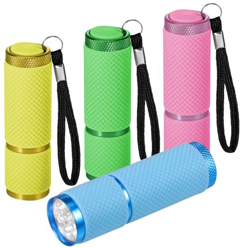 Kssvzz 4 Stück Mini LED Taschenlampe Mit 9 LED, Wasserdicht Klein Mit Gummigriff für Notfall, Outdoor, Camping