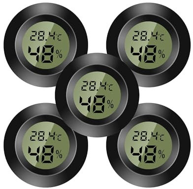 5PCS Mini Termometro Ambiente Interno Digitale, Igrometro Digitale, Monitor di Temperatura e Umidità per casa, asilo nido, incubatrice per chitarra Rettili Serra per auto, Nero
