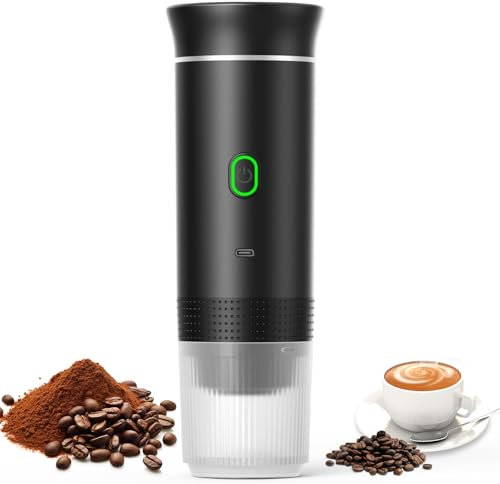 Macchina da Caffè Espresso Portatile, Macchina per Caffè Espresso Elettrica 3 in 1, Caffettiera Elettrica da Viaggio Autoriscaldante da 12 V per campeggio Auto Camion, Macchina Caffè Piccola