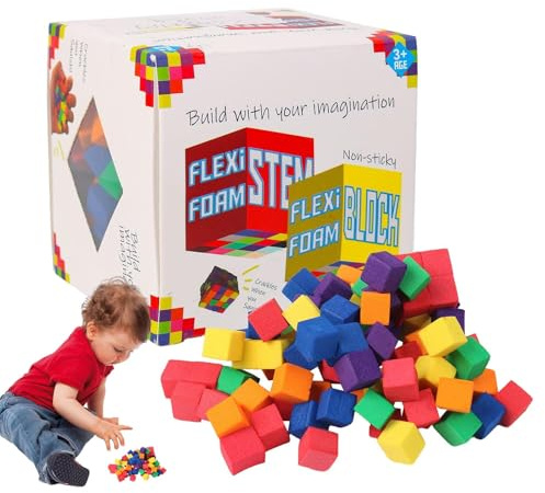 JIEBWCHA di schiuma morbidi 8 x 8 cm impilamento di pietre di schiuma per gioco sensoriale Pietre di schiuma per bambini Sticky Mani Giocattoli per 3 anni e oltre i bambini