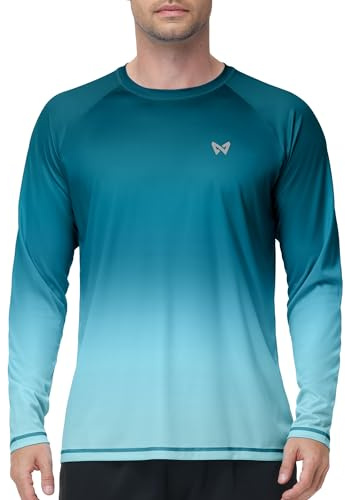 WISMBOX Men's Long Sleeve UV Swim Top, UPF 50+ Sun Protection T-Shirt, Quick Dry Rash Vest for Swimming, Hiking & Fishing