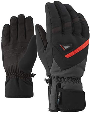 Ziener Herren GARY AS glove ski alpine Ski-handschuhe / Wintersport | wasserdicht, atmungsaktiv, schwarz (black/graphite), 9.5