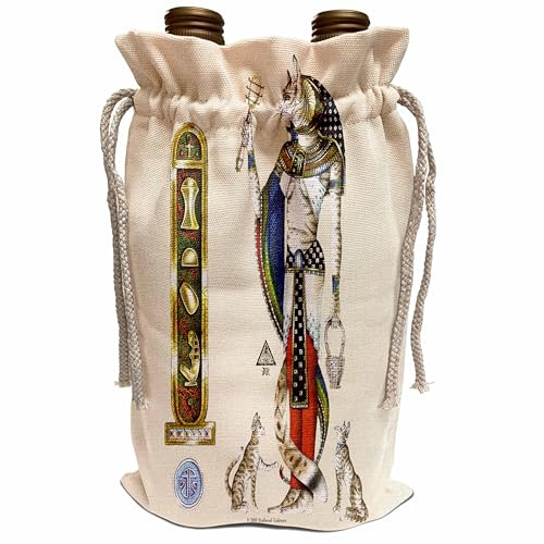 3dRose Bast Egyptian Cat Goddess Pagan Art Wine Bag