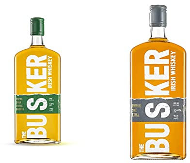 The Busker - Triple Cask Triple Smooth Irish Whiskey, Rich Body with Tropical Fruits and Vanilla Notes & - Single Pot Still Irish Whiskey, Rich Spiceness