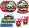 Bikasun Zug Geburtstag Party Supplies, Zug Partygeschirr Train, Zug Geburtstag Party Geschirr Set Zug Geburtstag Teller Train Kindergeburtstag Deko Auto Pappteller Becher Servietten Tischdeko