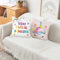 Bonhause 2er Set Kissenbezüge Einhorn 45 x 45 cm Regenbogen Stern Dekorative Kissenhülle Rosa Zierkissenbezüge für Sofa Mädchenzimmer Kinderzimmer Zuhause Dekoration