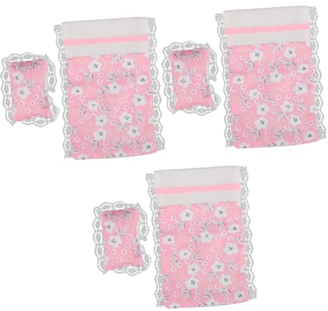 TOYANDONA Doll House Bedding Kit Miniature Bed Sheet and Pillow Set 3 Pieces Dollhouse Bedroom Accessories for Miniature House Layout Decoration