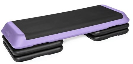 TREXO Stepper Für Zuhause - Aerobic Step mit 3-Stufiger Höhenverstellung, Fitness & Sport - Trainingsgerät für Anfänger und Fortgeschrittene, Bis 250kg Belastbar, Schwarz/Lila