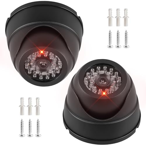 GBKDQQ Lot de 2 caméras factice de surveillance factice avec LED clignotante, caméra de sécurité, résistante aux intempéries, pour la maison et le bureau