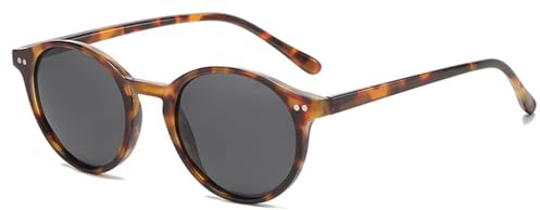 CIKJUK Lunette de Soleil Enfant Rond Polarisées Protection UV400 Classique Ronde Lunettes Soleil Fille Garçon Ado Pour 8 a 18 Ans - Léopard/Noir