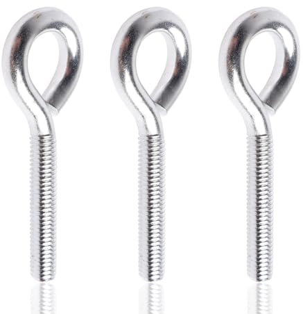 3 tornillos con ojal de acero inoxidable, M5 x 30 mm, tornillo anular, gancho para gancho de rosca, gancho para ojales, tornillos grandes, ganchos de rosca para hamacas, toldos, sillas mecedoras