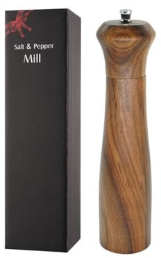 Elegante juego de molinillo de sal y especias de madera con molinillo de cerámica ajustable para entusiastas de la cocina