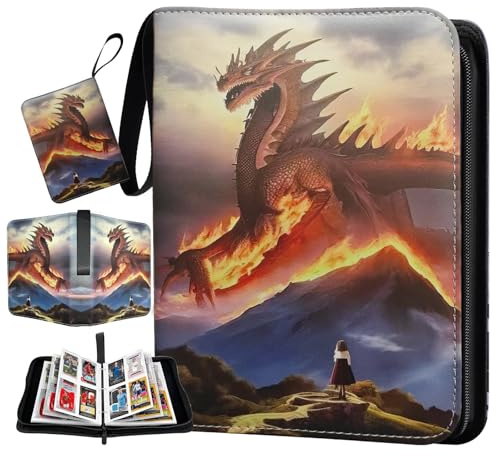 Classeur de cartes à collectionner à 4 poches, avec 50 pages double face pour 400 cartes, classeur de collection de cartes, album de classeur de cartes en polyuréthane avec fermeture éclair, pour