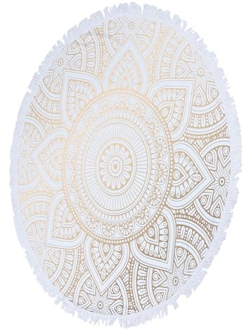 MAGICLULU Microfiber Rund Strandhandduk Mandala med Fransar Snabbtorkande Picknickfilt Yogamatta Mångsidig Bohemisk Matta för Strand Camping Resor Väggdekoration