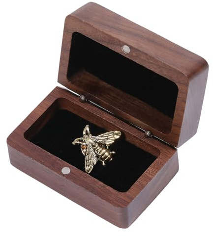 CHGCRAFT Walnut Wooden Cufflink Box Wood Cufflink Gift Box Jewelry Display Box for Engagement Birthday Anniversary 1.73x2.76x1.3inch