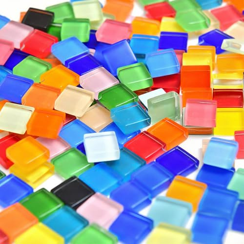 Lot de 1200 carreaux de mosaïque multicolores en verre - Mini pierres mosaïque - Pierres en verre cristal - Pour bricolage, salle de bain, cuisine, décoration de la maison