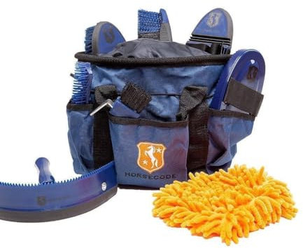 Horsecode Shinning Star N: 10-teiliges Pferdebürsten-Set mit Putztasche in Blau für unisex Pferdebesitzer