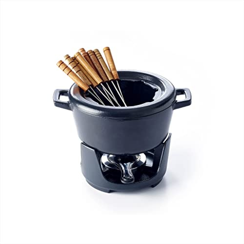 Beka Nori appareil à fondue en fonte - Service à fondue avec 8 fourchettes inclus - Caquelon fondue de 2 L - pour fondue viande, fromage et chocolat de 2 L
