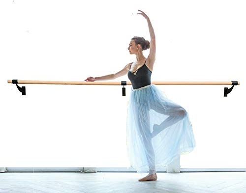 Pro-Gymnastics Ballet Barre 6 FT Long Single Bar Black 1.5” Diameter - Fixed Height Wall Mount Ballet Barre System Traditional Wood, Home or Studio Ballet Bar, Dance, Stretch Bar, Dancing/Stretching