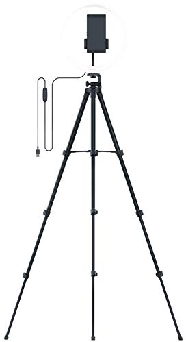 Razer Ring Light Anillo de luz LED USB de 12 Pulgadas con trípode para PC, transmisión móvil (Espectro de luz Ajustable, Brillo, Opciones de Montaje Flexibles) Negro