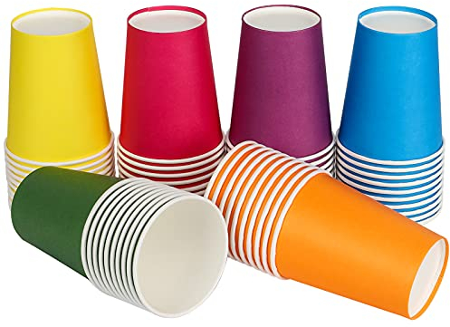 YANGTE 60 Piezas Vasos de Papel Desechables Tazas de fiesta, Vasos Carton de Colores Biodegradables 9 Ounces para Servir el Café, el Té, Bebidas Calientes y Frías,Bodas, Bricolaje