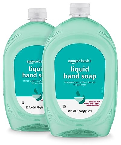 Amazon Essentials Liquid Hand Soap Refill, Mango & Coconut Water Scent, Triclosan-Free, 50 Fl Oz (Pack of 2) (Previously Amazon Basics)