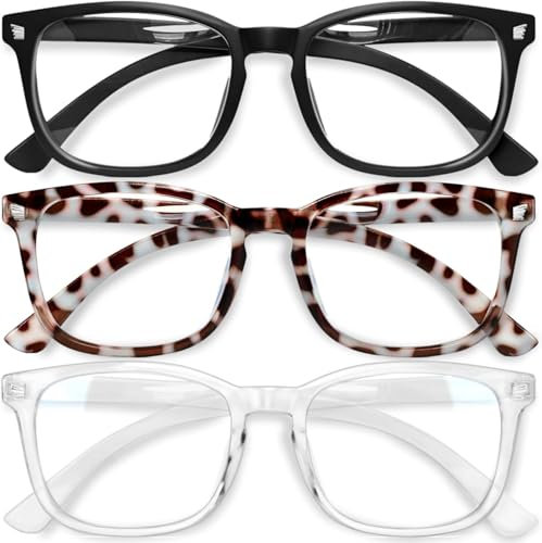 CCVOO Lesebrille für damen und herren mit blaulichtfilter - Augenoptik Brille Lesehilfe für Damen Herren (Schwarz + Transparent + Schildpatt, +1.5)