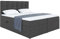 MEBLINI Boxspringbett mit Bettkasten - Gepolstert Doppelbett mit Matratze und Topper - Polsterbett mit Stauraum - Bett mit Kopfteil - Stauraumbett - NILS - 140x200 - H3/Dunkelgrau Webstoff