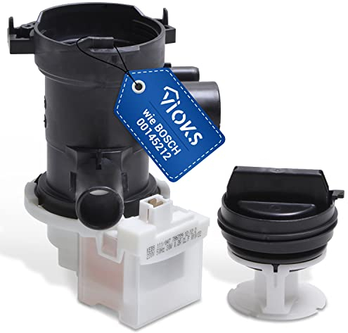 VIOKS Ablaufpumpe Ersatz für Bosch Pumpe 00145212 & Copreci KEBS - Laugenpumpe 30W mit Pumpenkopf Sieb für Waschmaschine Bosch Siemens iQ100 iQ300 iQ500 Avantixx Extraklasse Classixx VarioPerfect