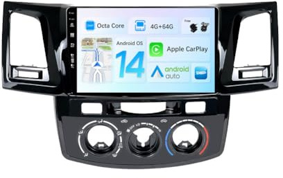 JOYX Android 14 IPS bilradio passar Toyota Fortuner Hilux Revo Vigo (2004–2014) – 4G 64G – inbyggd DSP/Carplay/Android bil – LED-kamera + MIC – 9 tum 2 Din – SWC WiFi DAB 360-kamera fast båt