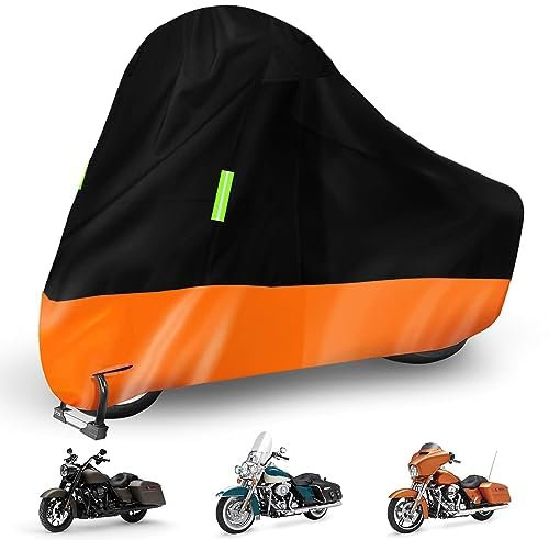 Copertura impermeabile di ricambio per moto Harley Davidson Touring Road King/Street Glide/Road Glide con foro di blocco antifurto, per protezione da pioggia e neve (94 a 100 pollici, senza