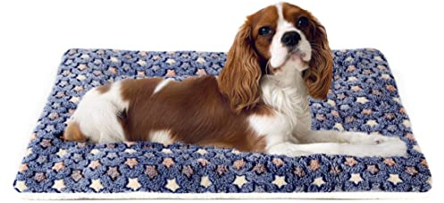 MORA PETS Dog Bed Mat Small Washable Dog Crate Mattress for 24 inch Cage Soft Flat Pet Cushion Bedding Puppy Pillow Blanket for Cats Puppy Dogs Reversible 60x46cm Blue