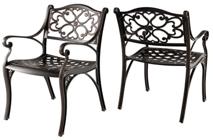 KOMFOTTEU 2er Set Gartenstühle, Terrassenstühle aus Aluminiumguss, Bistrostühle mit verstellbaren Füßen, Balkonstühle Essstühle für Garten, Hof, Patio (Modell 2)