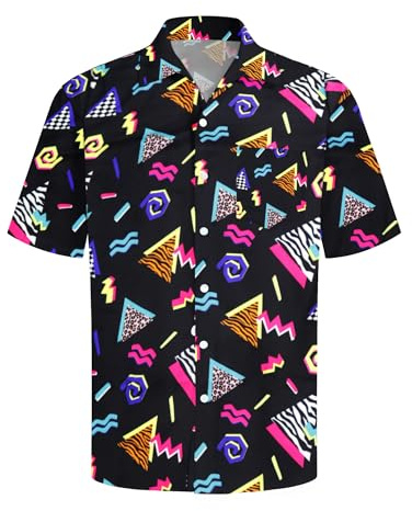tiorhooe 80-tals herr, Hawaii-skjorta, retro, Hawaii-skjorta, kortärmad, knappslå Hawaii skjorta