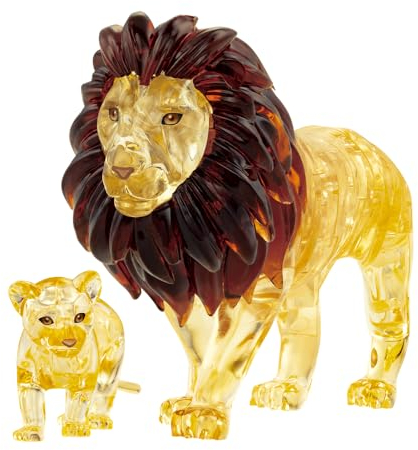 Crystal Puzzle | 3D Löwenpaar | Transparentes Design | 55 Teile | Bausatz für Kinder und Erwachsene | HCM Kinzel