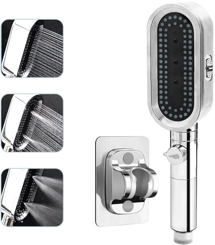 Soffione Doccia Anticalcare con Filtro 3 Tipi di Getto Alta Pressione, Doccino Pressurizzato Risparmio Idric Soffione Per Doccia Universale Dimensione Collegare,1 pcs Argenteo