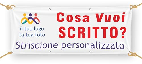Pubblimania Banner Striscione Personalizzato da Te in pvc per esterno con occhielli perimetrali per il fissaggio. Personalizza online con le tue scritte e noi lo stampiamo. (100x200 Cm)