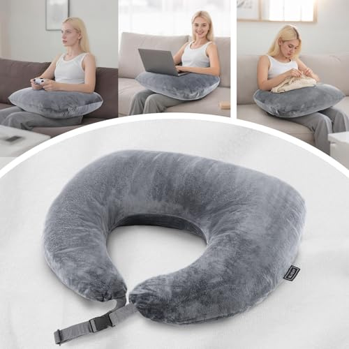SLIGUY Gaming cuscino, Lettura cuscini, Braccio di supporto giro cuscino in letto e divano, a forma di U giro cuscini per gomito adulti Grigio scuro
