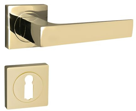 domino QUADRADO-QR M1 Maniglia porta quadrata per porta camera, ufficio, cantina e porta interna in alluminio ottone dorato