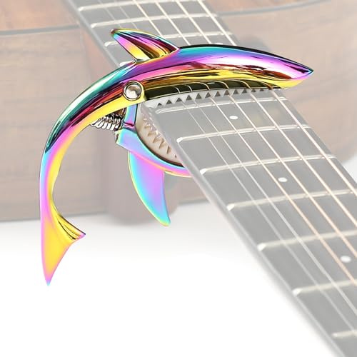 Zinc Alloy Guitar Capo – Durable Shark Design Capo for Acoustic & Electric Guitars with Smooth, Buzz-Free Performance & Comfortable Grip (colorful)