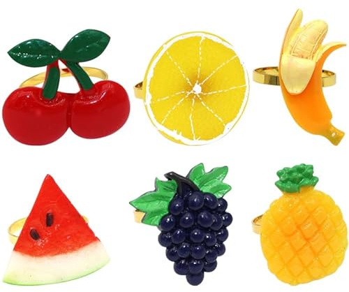 Servilletero De Frutas 6 Piezas Anillos De Servilleta Decorativos para Fiesta Hawaiana Y Cena En Casa DiseñO Ligero Y Resistente 1.96X1.96X1.18In