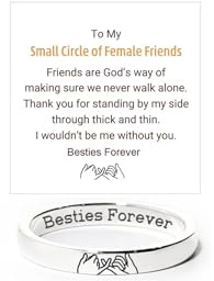 LIU JUN Besties Forever Ring For Women, Stainless Steel Pinky Promise Bestie Friendship Best Friend Engraved Rings Simple Dainty Christmas Birthday Jewelry Gifts (Besties Forever 6)